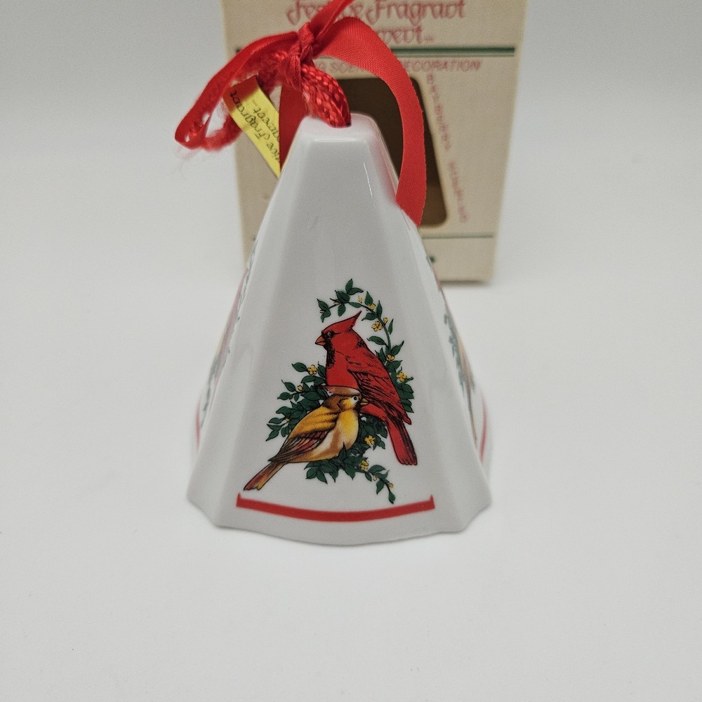 Vintage Cardinal Bayberry‎ Porcelain Scented Ornament Holiday Bell Decor